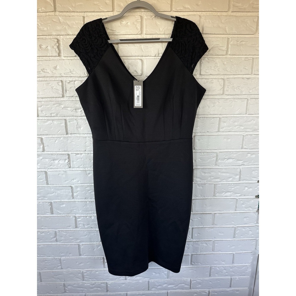 NY & Co‎ Black Lace Cap Sleeve Sheath Dress XL NWT